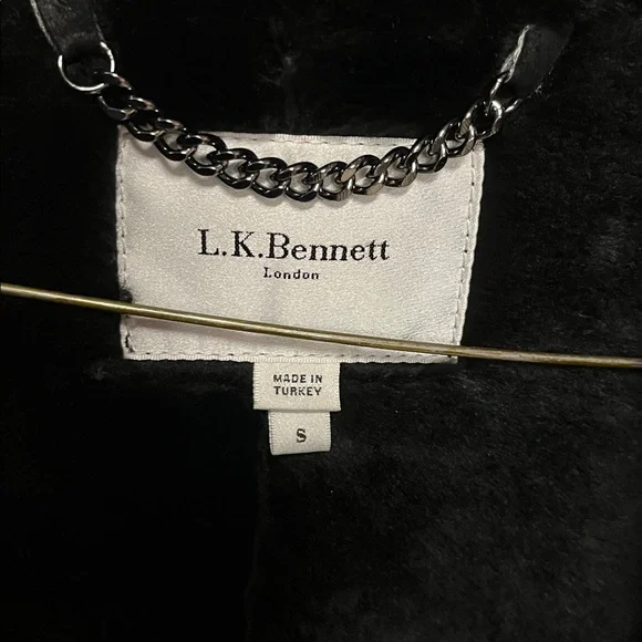 L.K. Bennet CT Amberly Black 100% Sheepskin/Shearling Coat Jacket- size Small